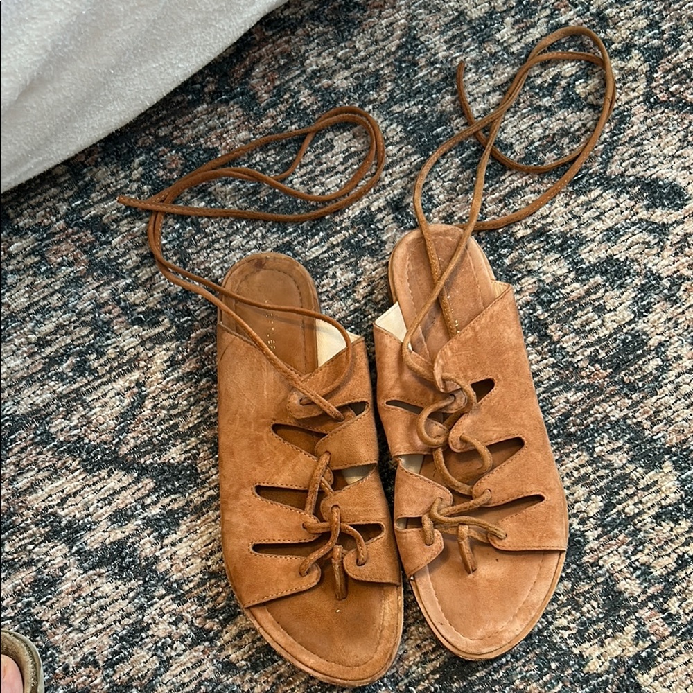 Loeffler Randall Brown Suede Lace-Up Sandals